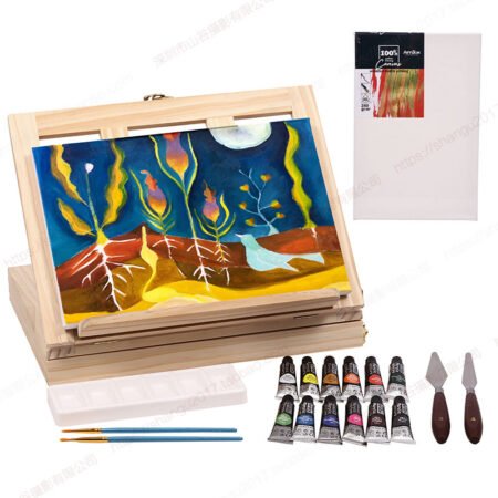 Art Set with Portable Desktop Easel Box - 19 Pieces